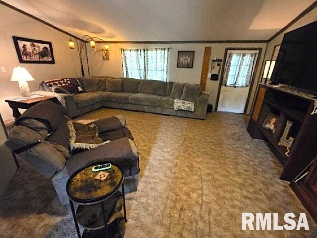 18802 E Fairfield Rd, Mount Vernon, IL 62864 - carpeted living area featuring crown molding