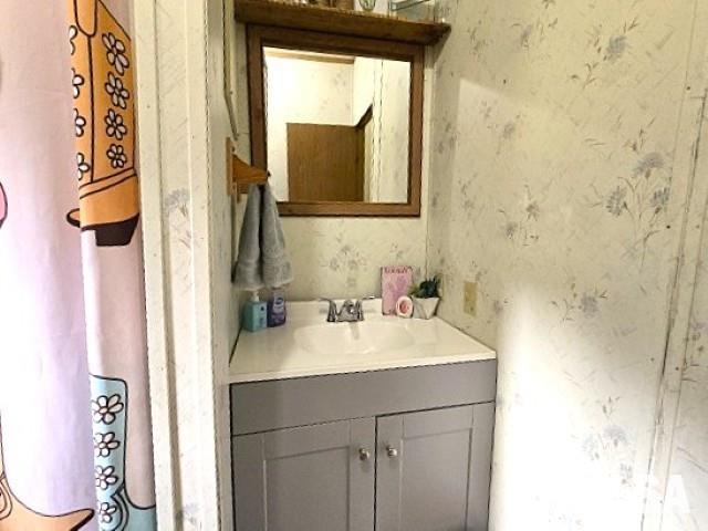 18802 E Fairfield Rd, Mount Vernon, IL 62864 - bathroom with vanity and wallpapered walls