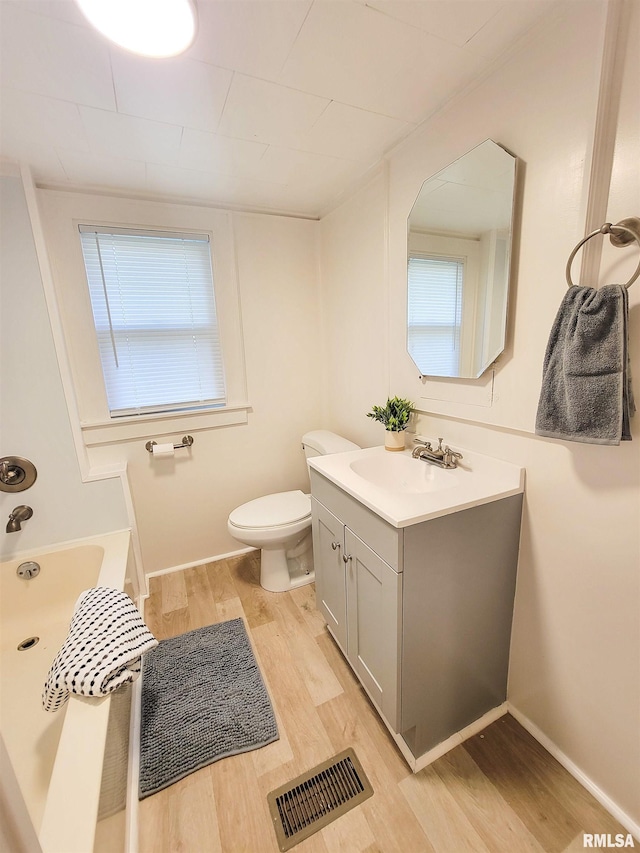 719 E Cherry St, Olney, IL 62450 - full bathroom with vanity, a tub, and wood finished floors