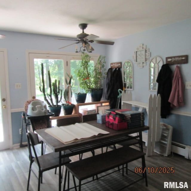 632 N Pershing St, Energy, IL 62933 - dining area with ceiling fan, healthy amount of natural light, and light wood finished floors