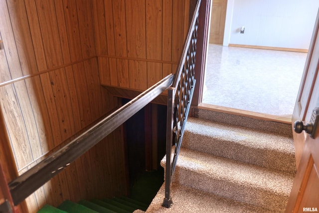 2036 Spruce St, Murphysboro, IL 62966 - stairway featuring wood walls