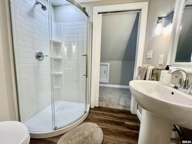 314 W 12th St, Metropolis, IL 62960 - bathroom with a stall shower and wood finished floors