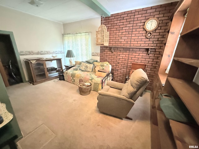 306 E 5th St, West Frankfort, IL 62896 - carpeted living area with wainscoting and beam ceiling