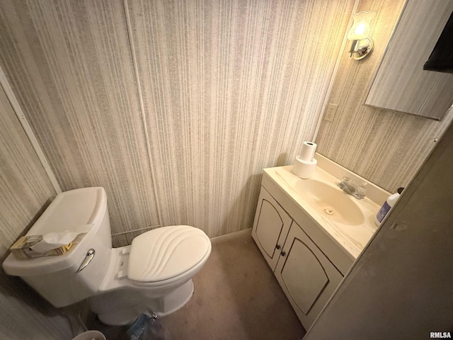 306 E 5th St, West Frankfort, IL 62896 - half bathroom featuring vanity and wallpapered walls
