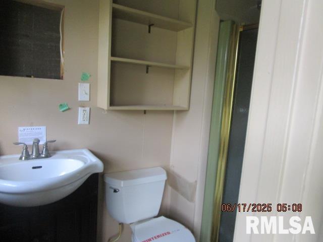 800 N Buchanan St, Benton, IL 62812 - bathroom with vanity and a shower with door