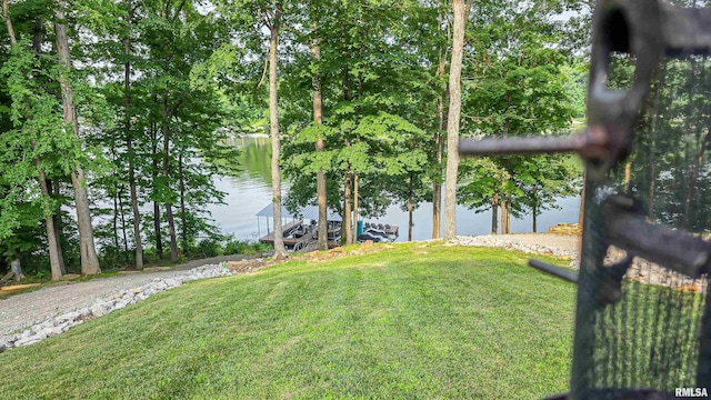 2940 Parrish Rdg, Goreville, IL 62939 - view of grassy yard featuring a water view and a boat dock
