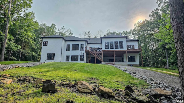 2940 Parrish Rdg, Goreville, IL 62939 - back of house with a deck, stairway, and a yard