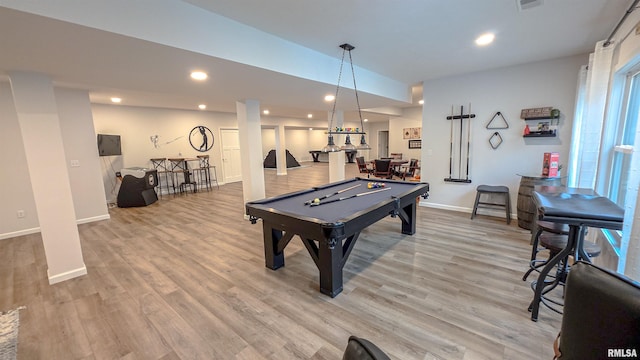2940 Parrish Rdg, Goreville, IL 62939 - game room with billiards, light wood-style floors, and recessed lighting