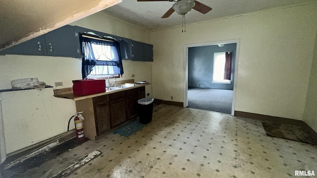 404 E Main St, Buckner, IL 62812 - kitchen with ceiling fan, light floors, healthy amount of natural light, and light countertops