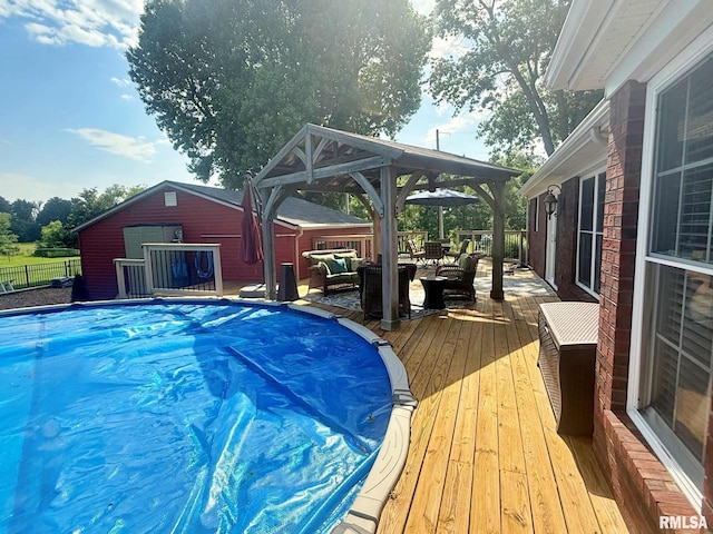 5024 Rosebud Rd, Metropolis, IL 62960 - view of pool with a deck, outdoor lounge area, and an outdoor structure