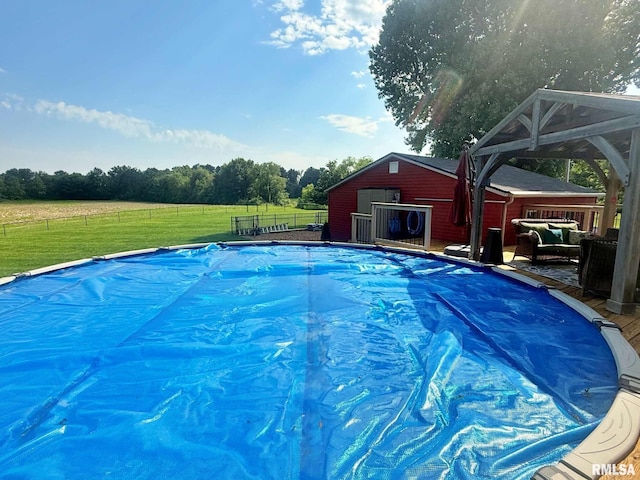 5024 Rosebud Rd, Metropolis, IL 62960 - view of swimming pool with a covered pool and an outbuilding