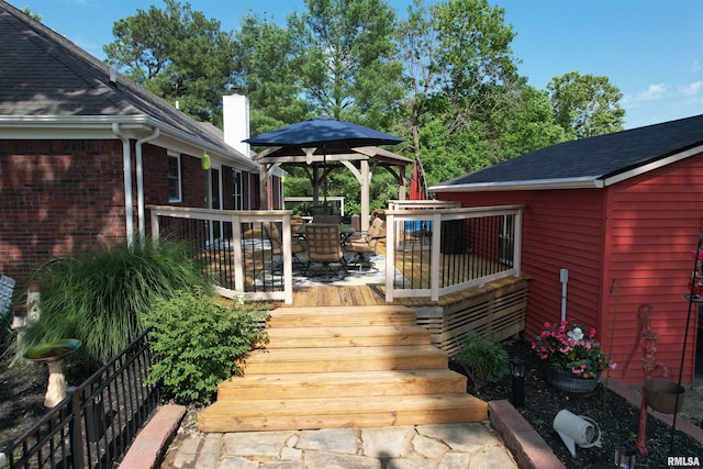 5024 Rosebud Rd, Metropolis, IL 62960 - wooden terrace with outdoor dining area and a gazebo