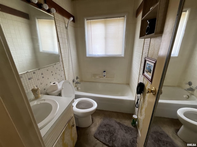 1323 Cedar St, Centralia, IL 62801 - bathroom featuring tile walls, shower / tub combination, and healthy amount of natural light