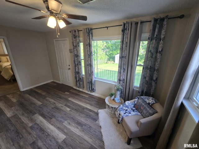 2805 College St, Mount Vernon, IL 62864 - foyer entrance featuring dark wood-type flooring, a textured ceiling, and a ceiling fan