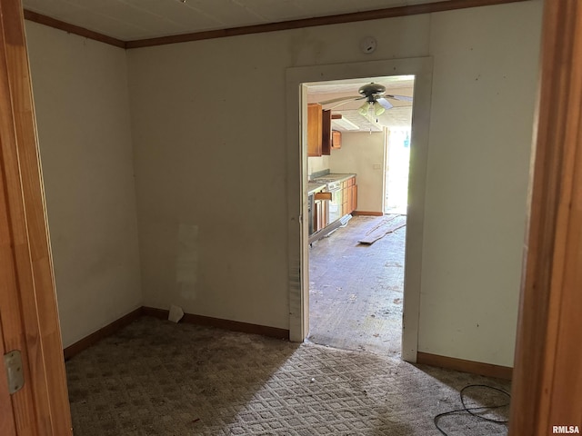 9004 Old State Route 14th Rte, Duquoin, IL 62832 - carpeted empty room featuring ceiling fan and ornamental molding
