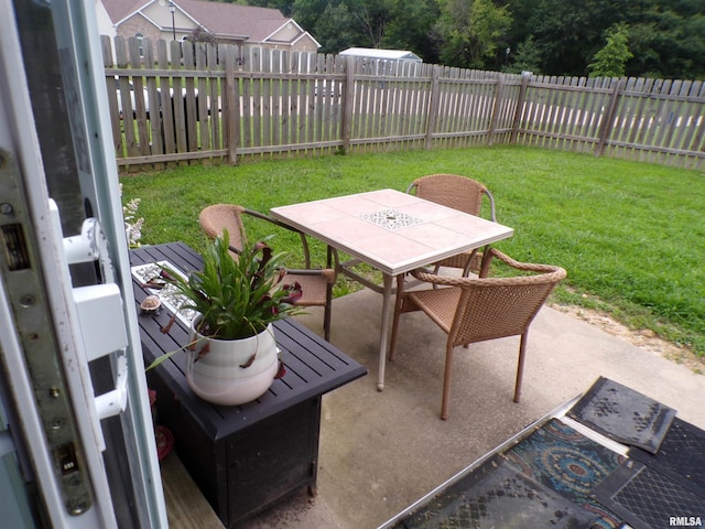 1821 Mark Dr, Sparta, IL 62286 - fenced backyard with outdoor dining space and a patio