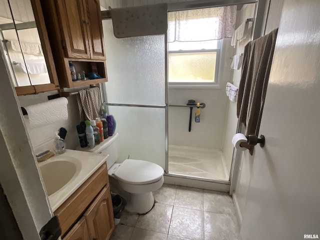 1205 W Bennett St, Salem, IL 62881 - full bathroom featuring a stall shower, vanity, and tile patterned flooring