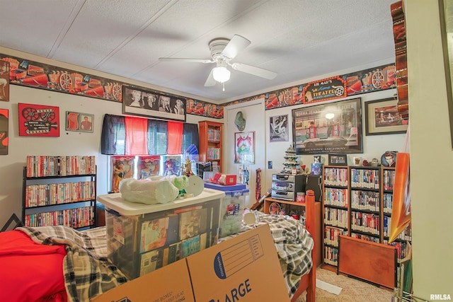 735 Sharp Rd, Anna, IL 62906 - living area featuring a ceiling fan and a textured ceiling