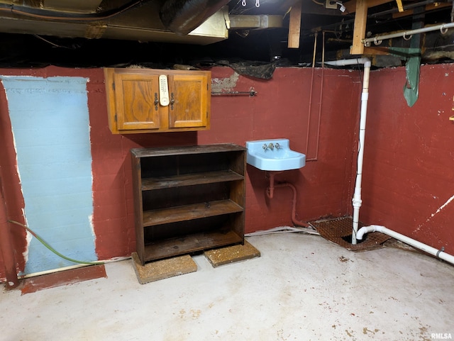 1205 Burgess Ave, Johnston City, IL 62951 - unfinished below grade area featuring a sink