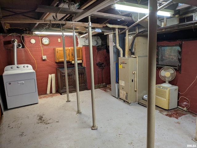 1205 Burgess Ave, Johnston City, IL 62951 - unfinished basement with washer / clothes dryer