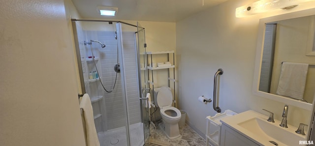 308 Blossom St, Carterville, IL 62918 - bathroom featuring vanity, a stall shower, and tile patterned floors