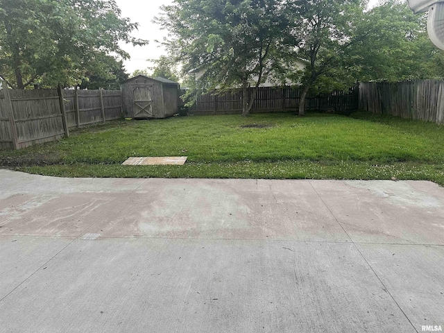 308 Blossom St, Carterville, IL 62918 - fenced backyard featuring a storage unit and a patio