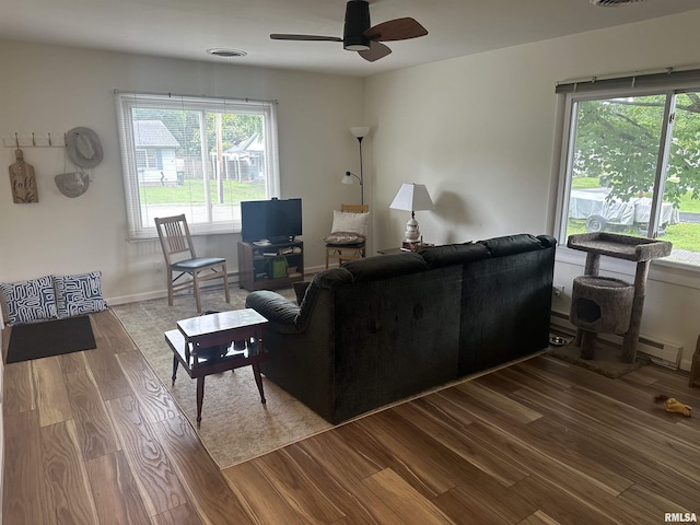308 Blossom St, Carterville, IL 62918 - living room featuring wood finished floors and ceiling fan