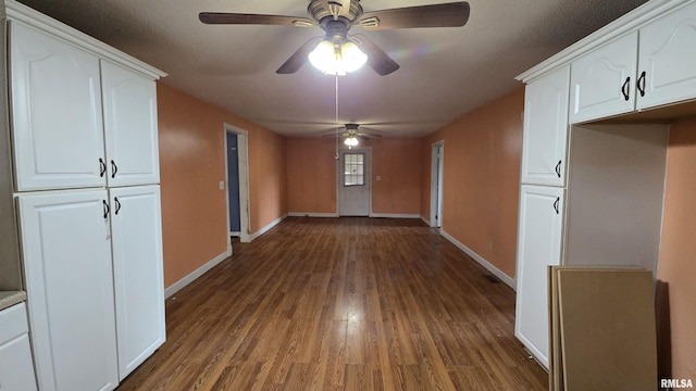 711 Mclean St, Rosiclare, IL 62982 - unfurnished dining area with ceiling fan and dark wood-style floors
