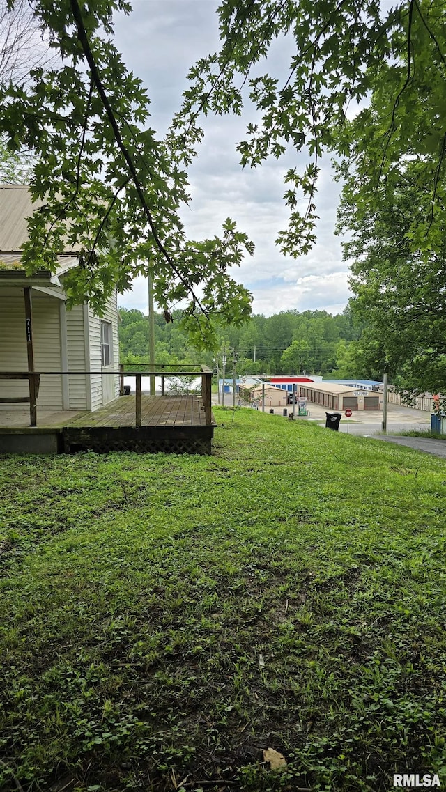 711 Mclean St, Rosiclare, IL 62982 - view of grassy yard featuring a wooden deck
