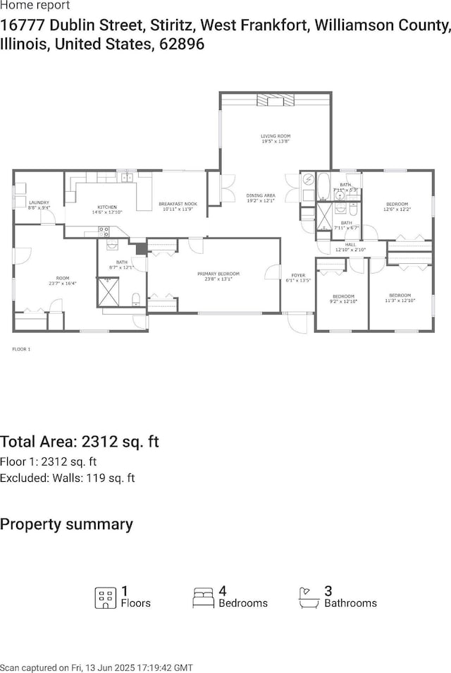 16777 Dublin St, West Frankfort, IL 62896 - view of property floor plan