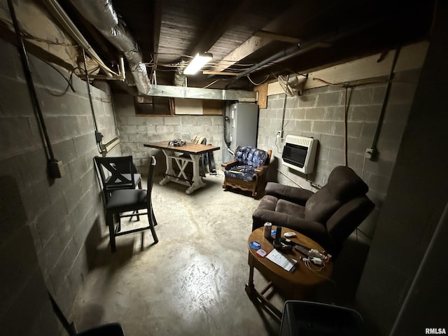 41 Cache Ave, Buncombe, IL 62912 - unfinished below grade area featuring heating unit and concrete block wall
