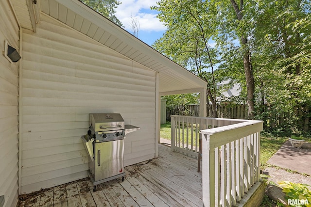 416 S Maple St, Salem, IL 62881 - wooden deck with area for grilling