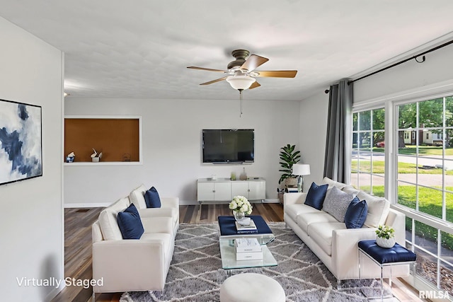326 N Indiana St, Salem, IL 62881 - living area with wood finished floors and ceiling fan