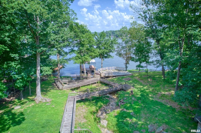 12299 Pebble Point Rd, Marion, IL 62959 - dock area featuring a water view and a yard