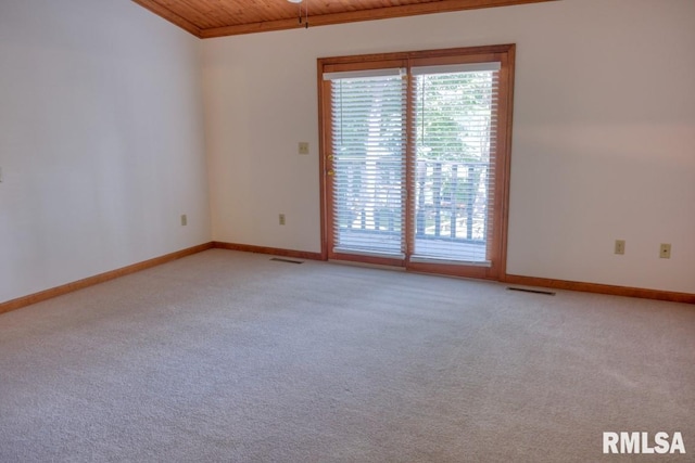 12299 Pebble Point Rd, Marion, IL 62959 - empty room with wood ceiling and light colored carpet