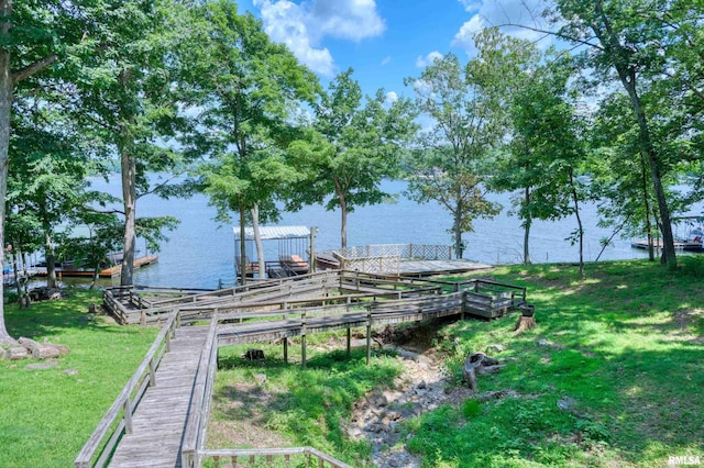 12299 Pebble Point Rd, Marion, IL 62959 - dock area with a water view and a yard