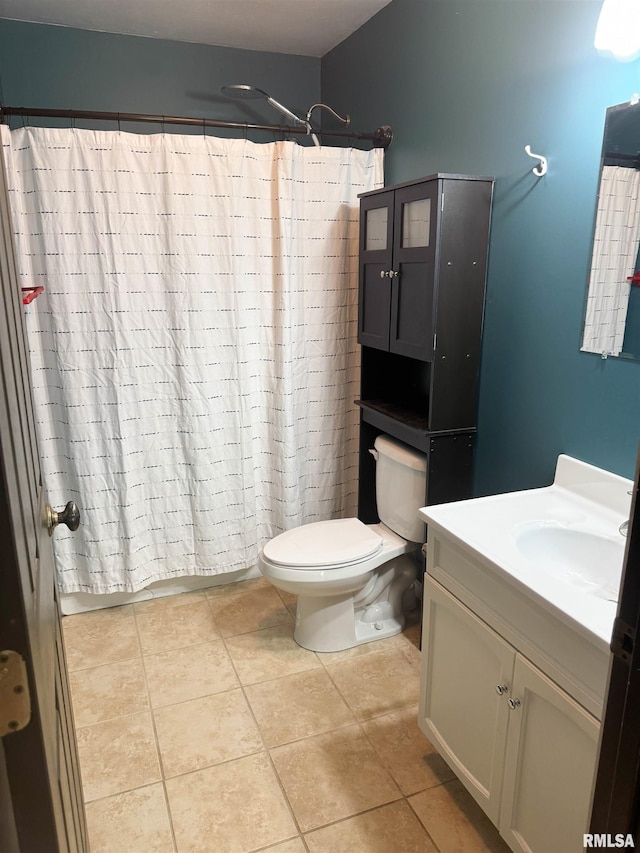 339 Spring St, Dongola, IL 62926 - full bathroom with vanity, curtained shower, and tile patterned flooring