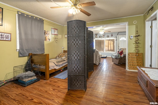 402 S Clay St, Sesser, IL 62884 - hallway featuring wood finished floors, ornamental molding, and a textured ceiling