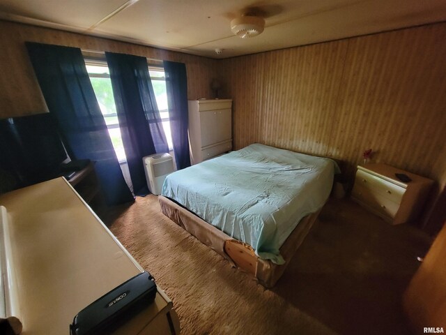 1060 W 5th St, Flora, IL 62839 - carpeted bedroom with wood walls