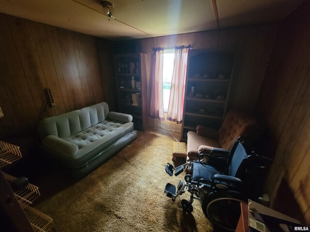 1060 W 5th St, Flora, IL 62839 - carpeted living room with wooden walls