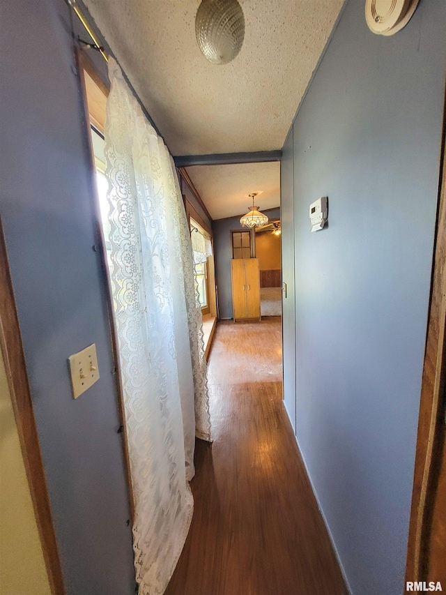 235 W 8th St, Flora, IL 62839 - hallway with wood finished floors and a textured ceiling