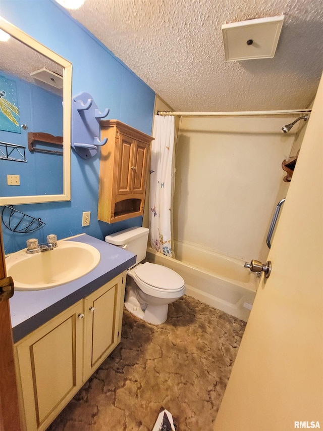 235 W 8th St, Flora, IL 62839 - bathroom with a textured ceiling, shower / bath combo, and vanity
