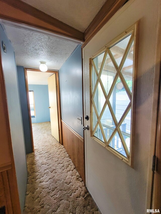 235 W 8th St, Flora, IL 62839 - corridor with healthy amount of natural light and a textured ceiling