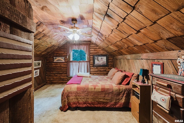 690 Ganntown Ln, Grantsburg, IL 62943 - carpeted bedroom featuring wooden walls, vaulted ceiling, and wood ceiling