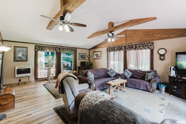 690 Ganntown Ln, Grantsburg, IL 62943 - living area with heating unit, ceiling fan, and light wood-style flooring