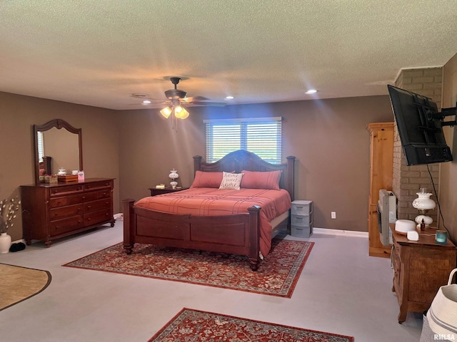 4139 Altenberger Rd, Metropolis, IL 62960 - carpeted bedroom featuring a textured ceiling, recessed lighting, and ceiling fan