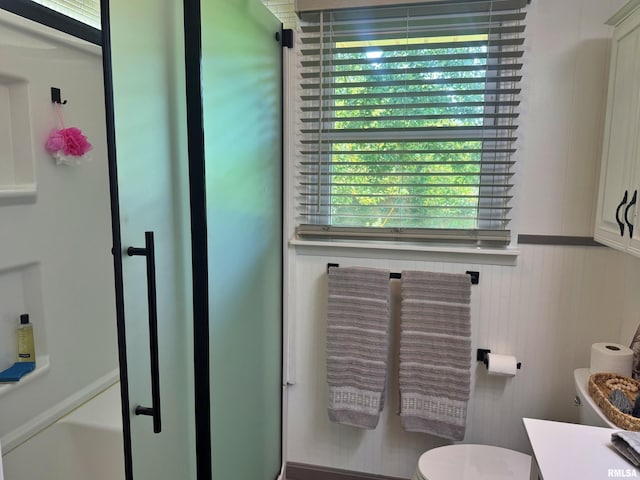 4139 Altenberger Rd, Metropolis, IL 62960 - bathroom featuring plenty of natural light, a wainscoted wall, and vanity