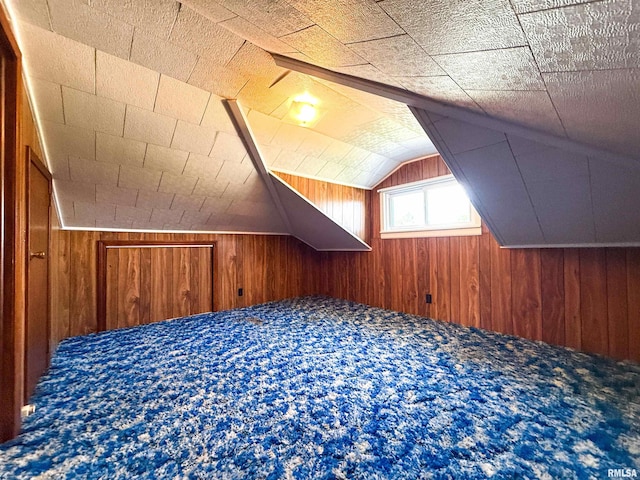 202 Flora Ave, Flora, IL 62839 - bonus room featuring wooden walls, carpet floors, and lofted ceiling