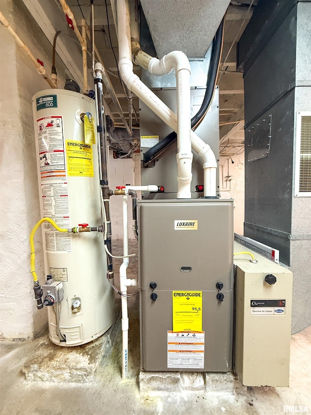 202 Flora Ave, Flora, IL 62839 - utility room with gas water heater and heating unit