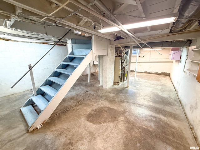 202 Flora Ave, Flora, IL 62839 - unfinished below grade area featuring water heater and stairs